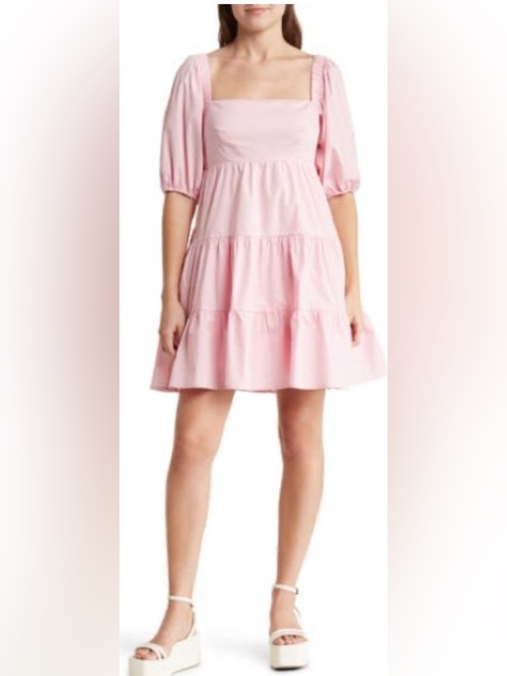 Pink tiered babydoll dress